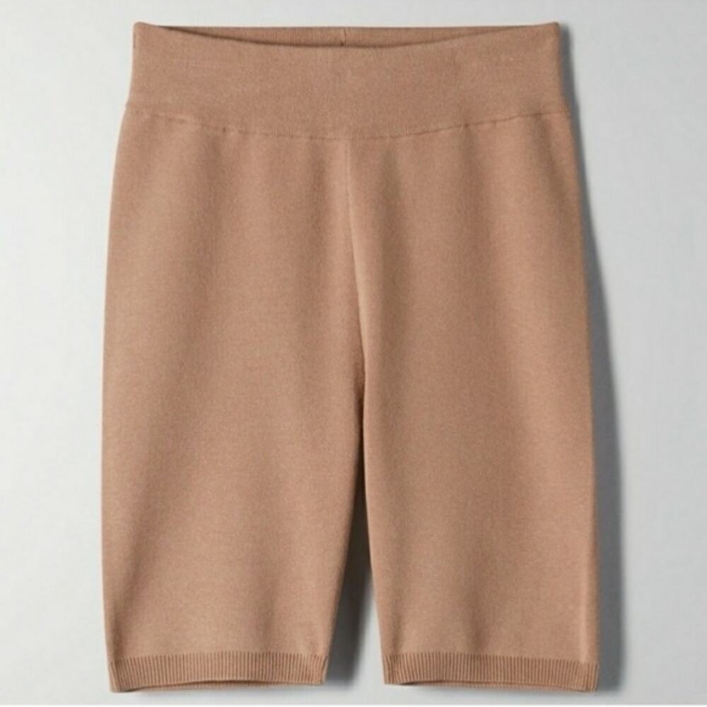 Aritzia Wilfred Mackenzie Tan Brown Stretch Knit Biker Shorts Size XS